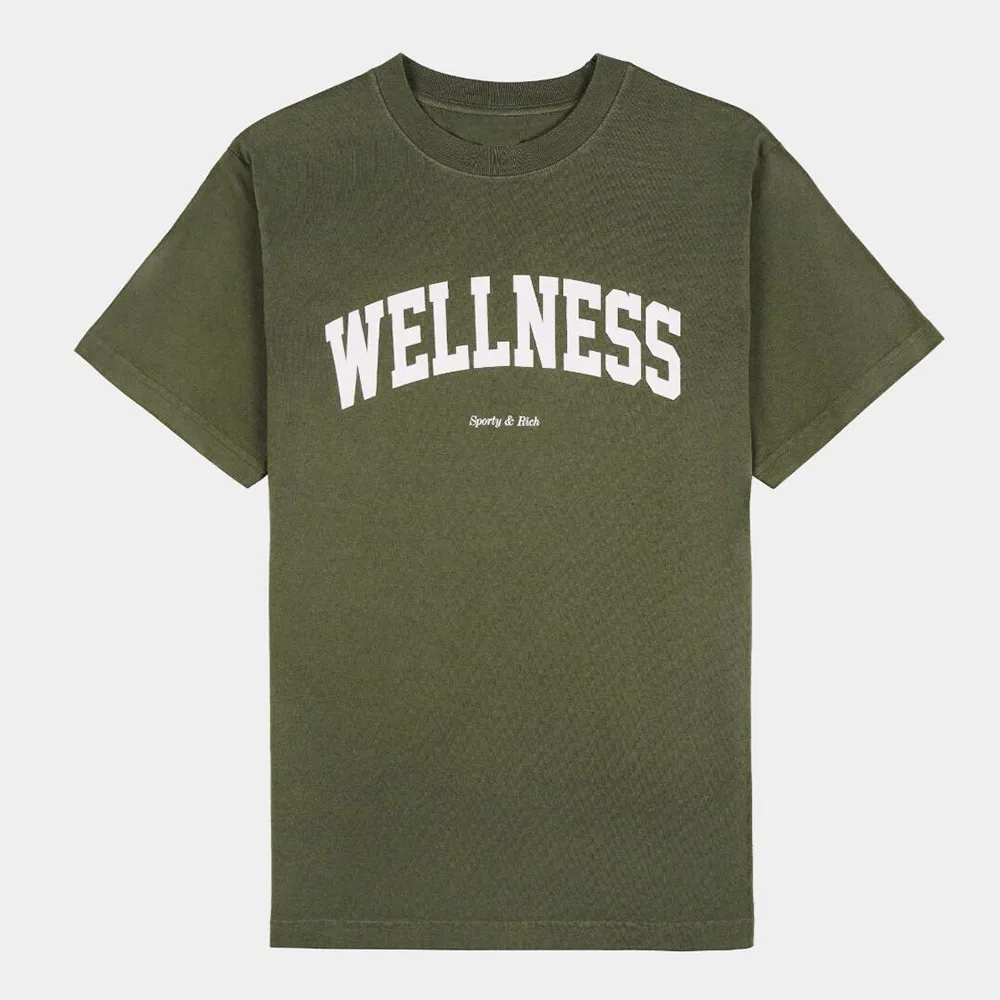 American Vintage Wellness Letters Printing Army Green Cotton T Shirts Short Sleeve Loose Casual Tops 90\'s Fashion Tees