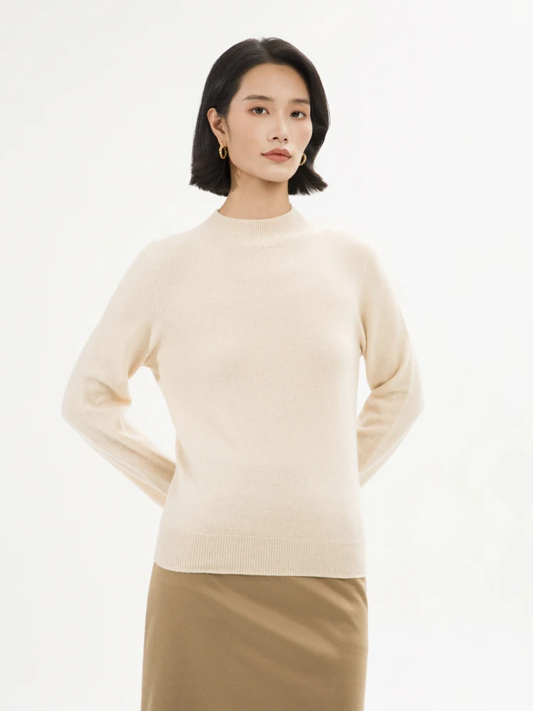 2025 femme vêtements doux chaud bases pull automne hiver couleur unie 100% cachemire tricots col montant pull Grace vêtements d'extérieur