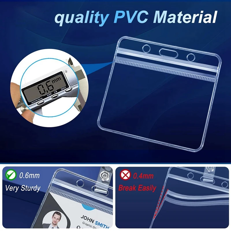 حامل شارة أفقي بمشابك معدنية ، علامة اسم واضحة ، حاملات مقاومة للماء ، 50 *