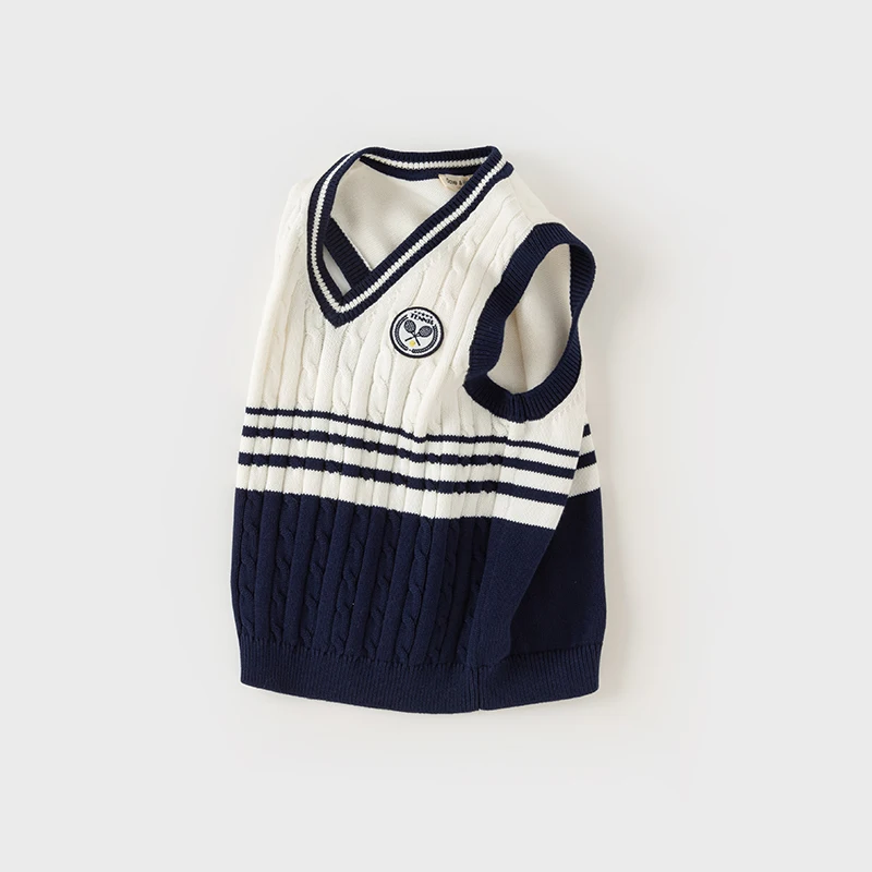 Dave Bella Children's Sweater Vest Clothes Tank Top 2024 New Spring Boy's Fashion Casual Gentleman Cool Academic-Style DK1248337