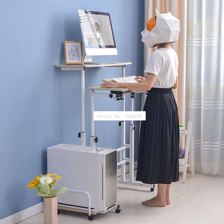 Modern Sit/Stand Computer Desk With Keyboard Tray Height Adjustable Simple Standing Laptop Desk Notebook/Monitor Holder Stand