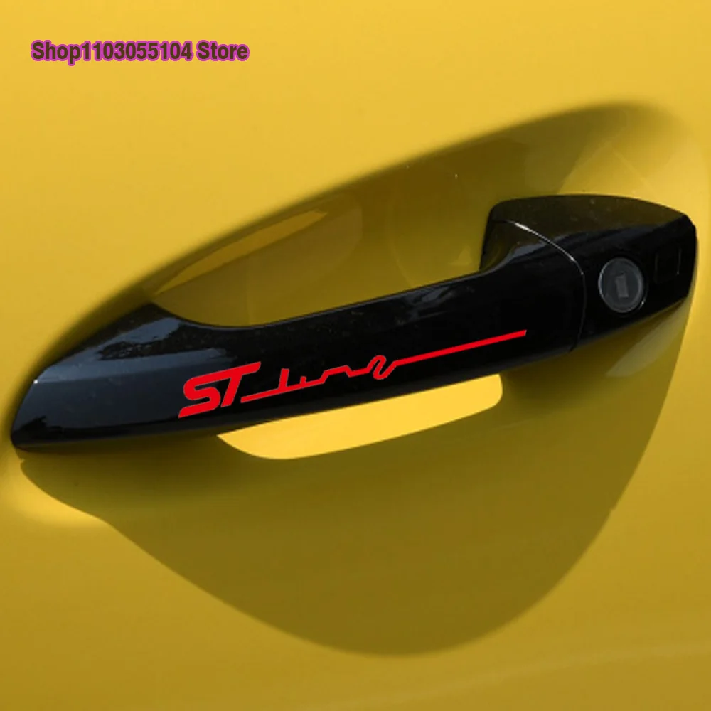 4pcs Car Door Handle sticker Vinyl Decal For Ford ST LINE Smax Cmax Focus Fiesta Kuga Escape Fusion etc