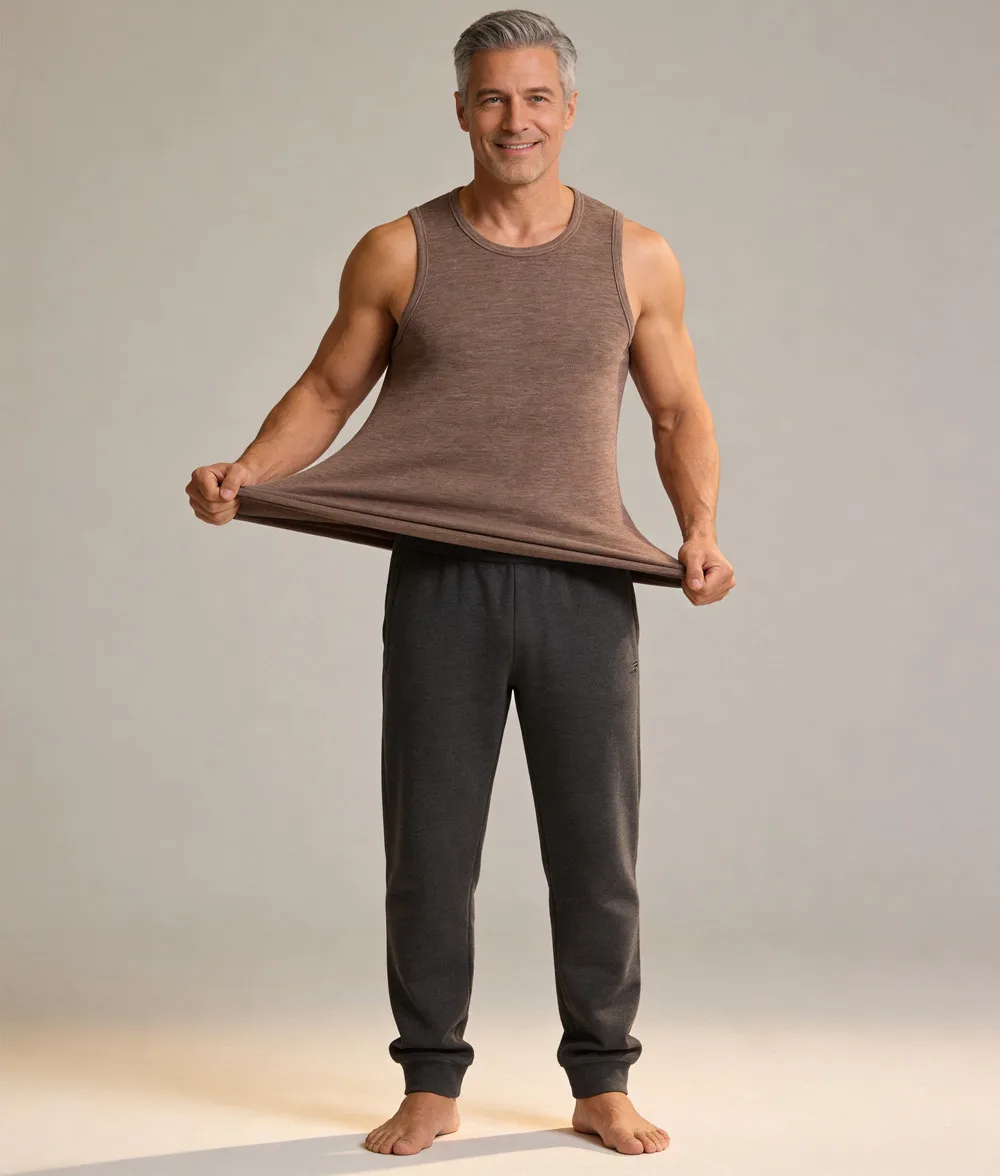 Men Thermal Underwear Vest Fleece Lined Sleeveless Autumn Winter Base Layer Warm Sport Fitness Tank Top Solid Stretch Big 8XL 2