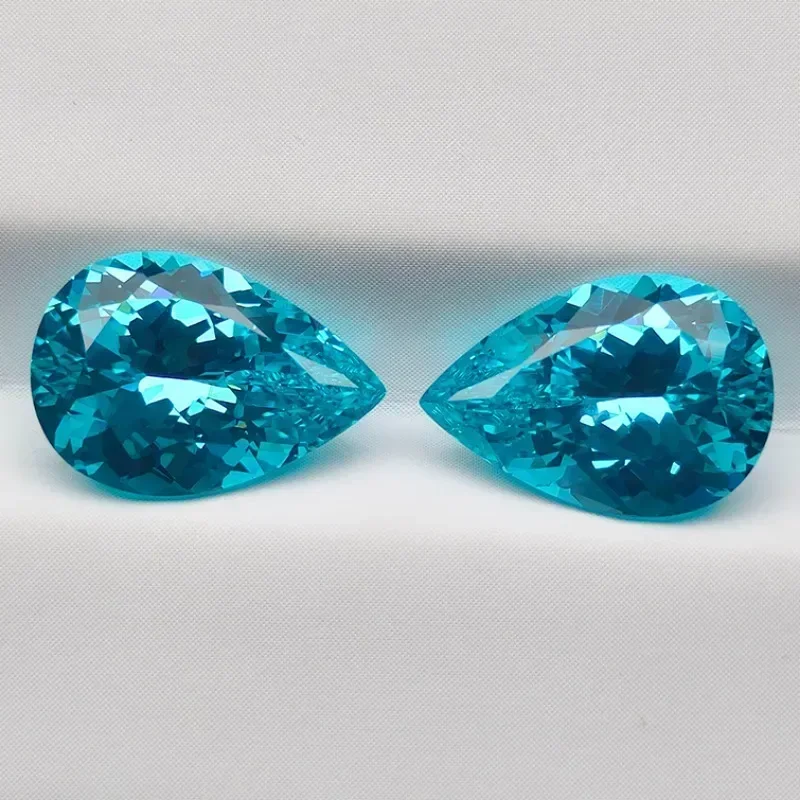 Lab Grown Paraiba Gemstones Pear Shape Top Quality Charm Beads for Diy Jewelry Rings Making Material Selectable AGL Certificate