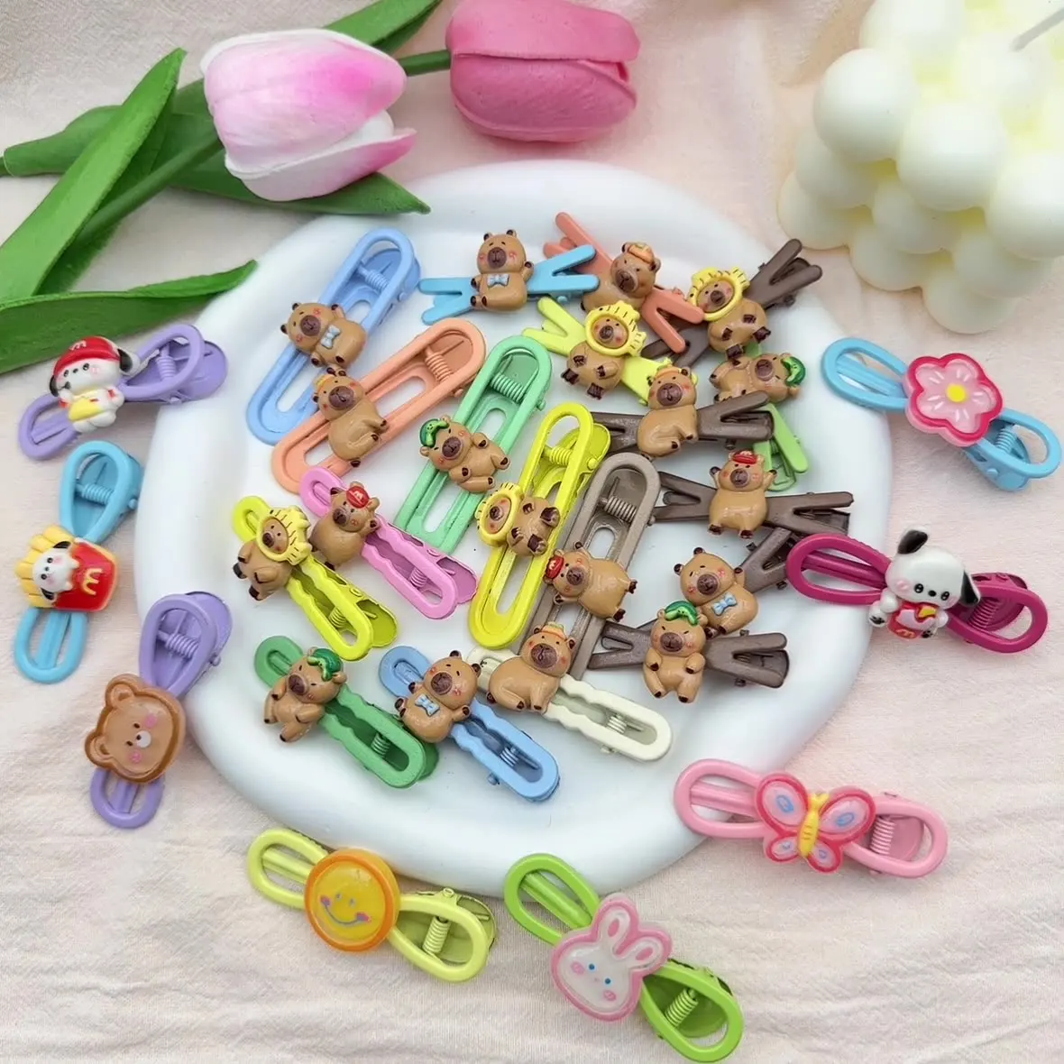 

6Pcs/Set Randomly Set Children's Dopamine Cartoon Hair Clip Girl's Forehead Bangs Broken Hair Cute Headband for Little Girl