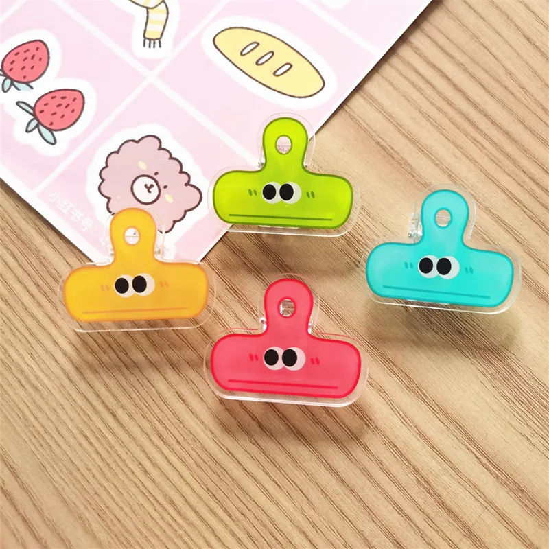 Cartoon Single Double-Sided Pattern Girl Heart Acrylic Clip Girl Handbook Student Stationery Long Tail Clip File Organizer Clip