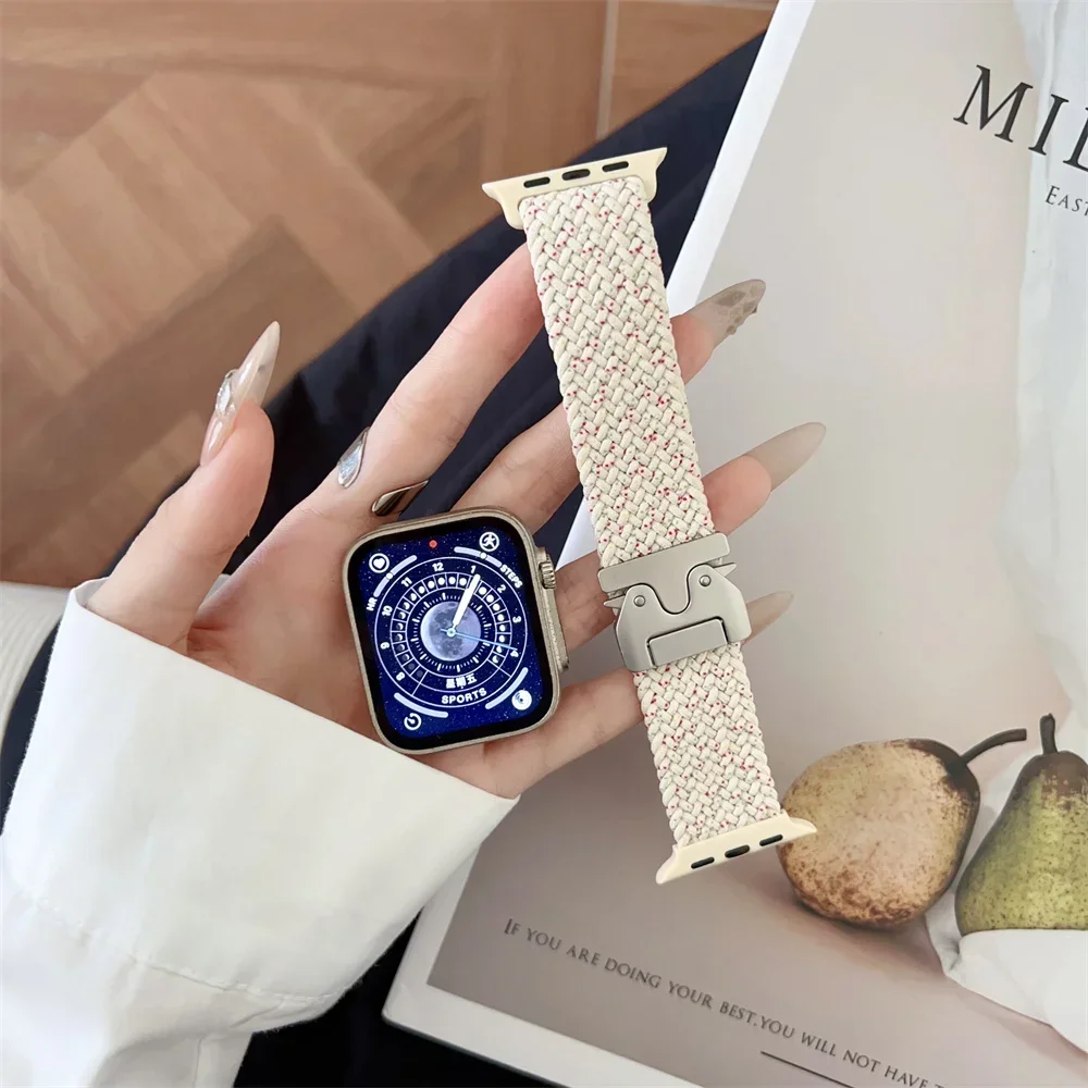 Плетеный ремешок Solo Loop для Apple Watch Ultra2 49 мм 46 мм 44 мм 45 мм 42 мм 40 мм 41 мм Ремешок с парашютом серии 10 9 SE 8 7 6 5 4