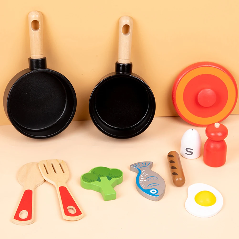 

Wooden Kitchenware Toys Kids Cognitive Pretend Play Simulation Playing House Prop Bright Colorful Easy Clean Maintain H Eye