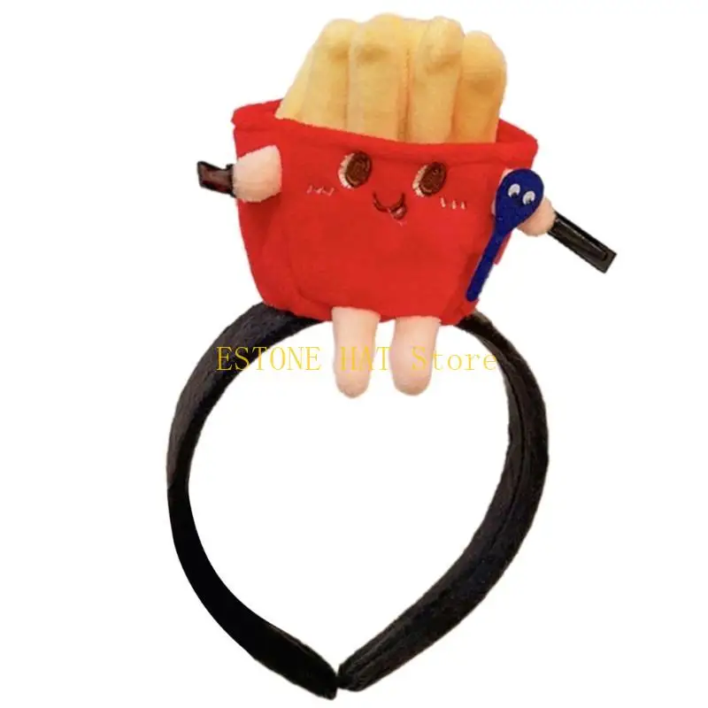 

49MF Plush Hairhoop for Girls Women Face Washing Headband Lovely Hamburger Hairhoop