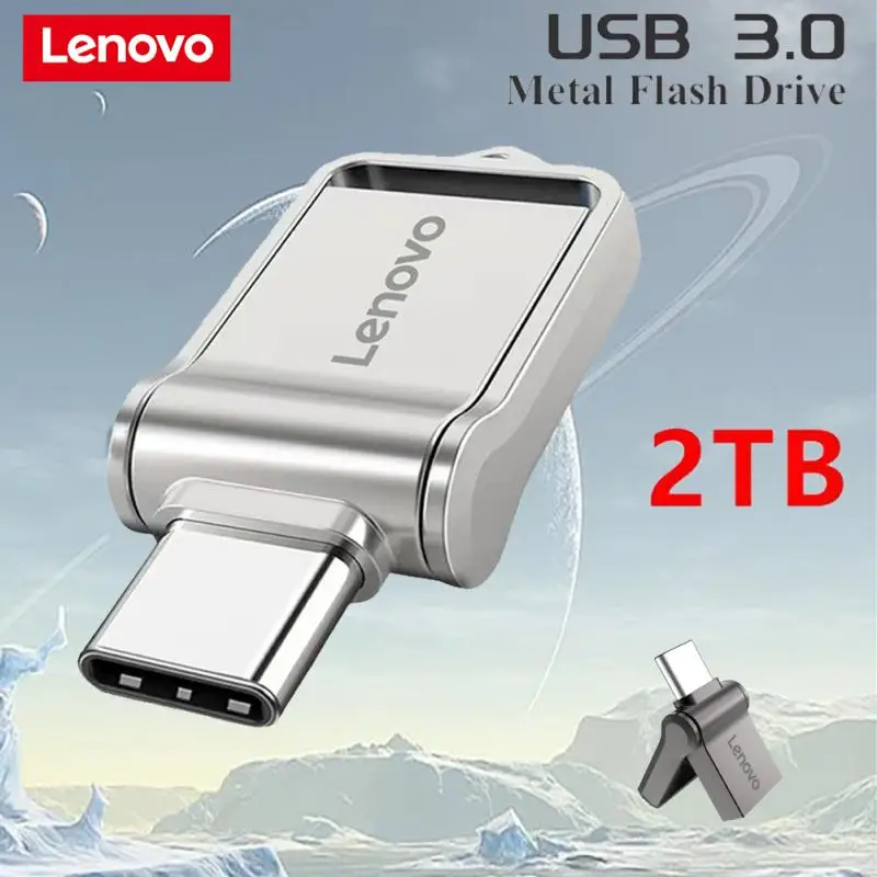 Lenovo 2TB USB Флешка OTG Metal USB 3.0 Pen Drive Key 1TB Type C High Speed Pendrive Mini Flash Drive 128GB Memory Stick