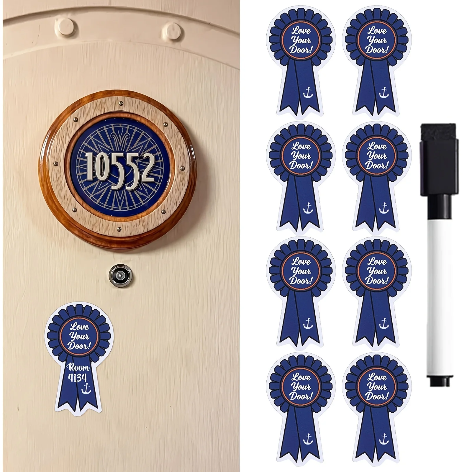 24 Stück Wiederverwendbare Nautische Kreuzfahrt-Türmagnete Kabinen-Schiffsdekoration Fisch-Verlängerung Austauschbare Reisegeschenke – Detail 4