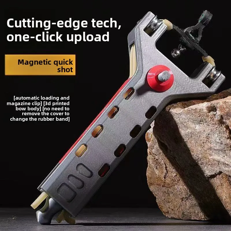 Automatic Loading Continuous Firing Slingshot Outdoor Shooting Tool Competition High Power High Precision Round Leather Band EDC