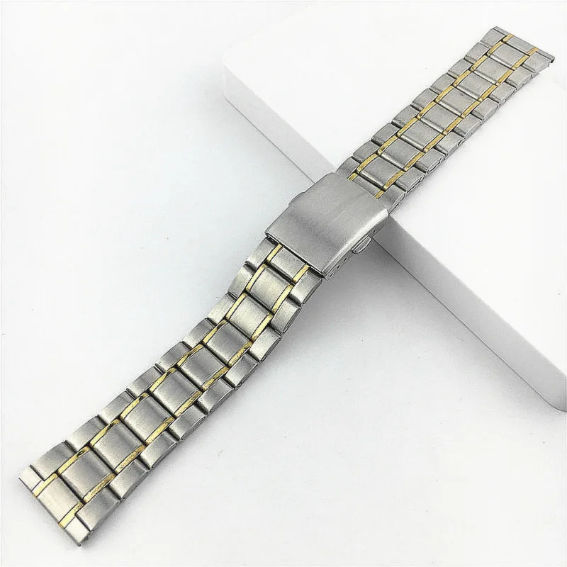 16mm 18mm 22mm 20mm 24mm Solid Curved Stainless Steel Watch Band Women Men Wristwatch Bracelet Strap Sport Watch Chain Metal