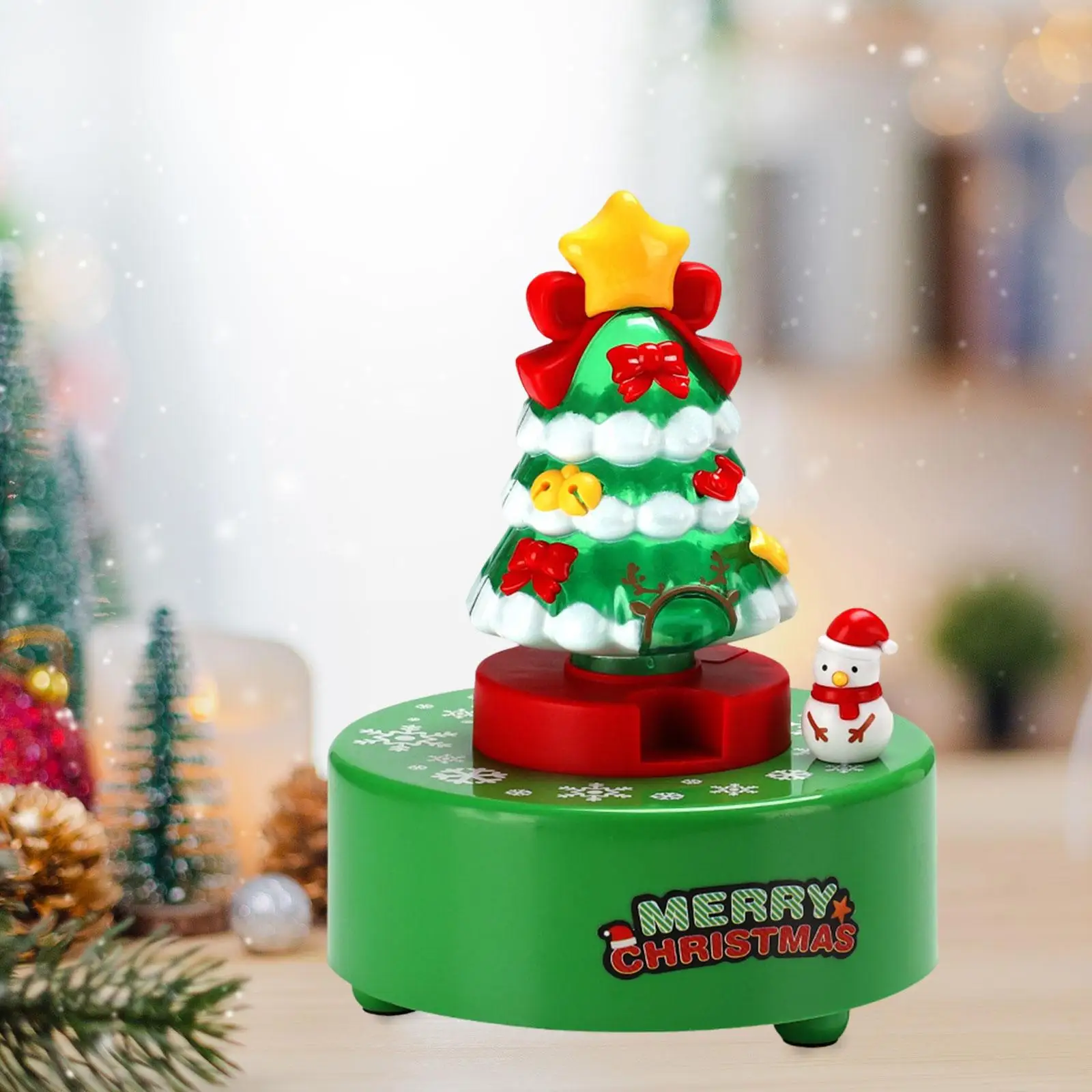Christmas Tree Music Box Merry Christmas Rotating for Tabletop Holiday Decor