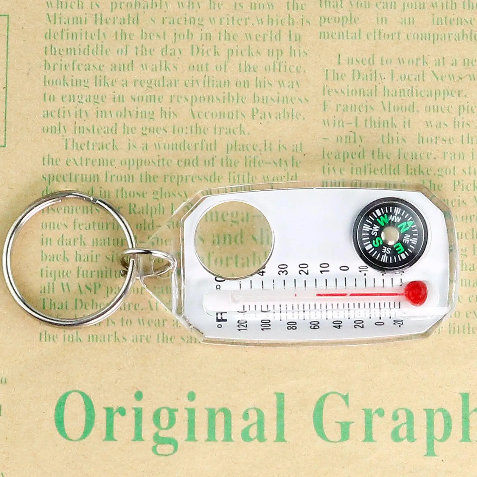 Mini Compass And Thermometers Keychain High Precision Guiding Compass Thermometers Keyring For Camping Survival