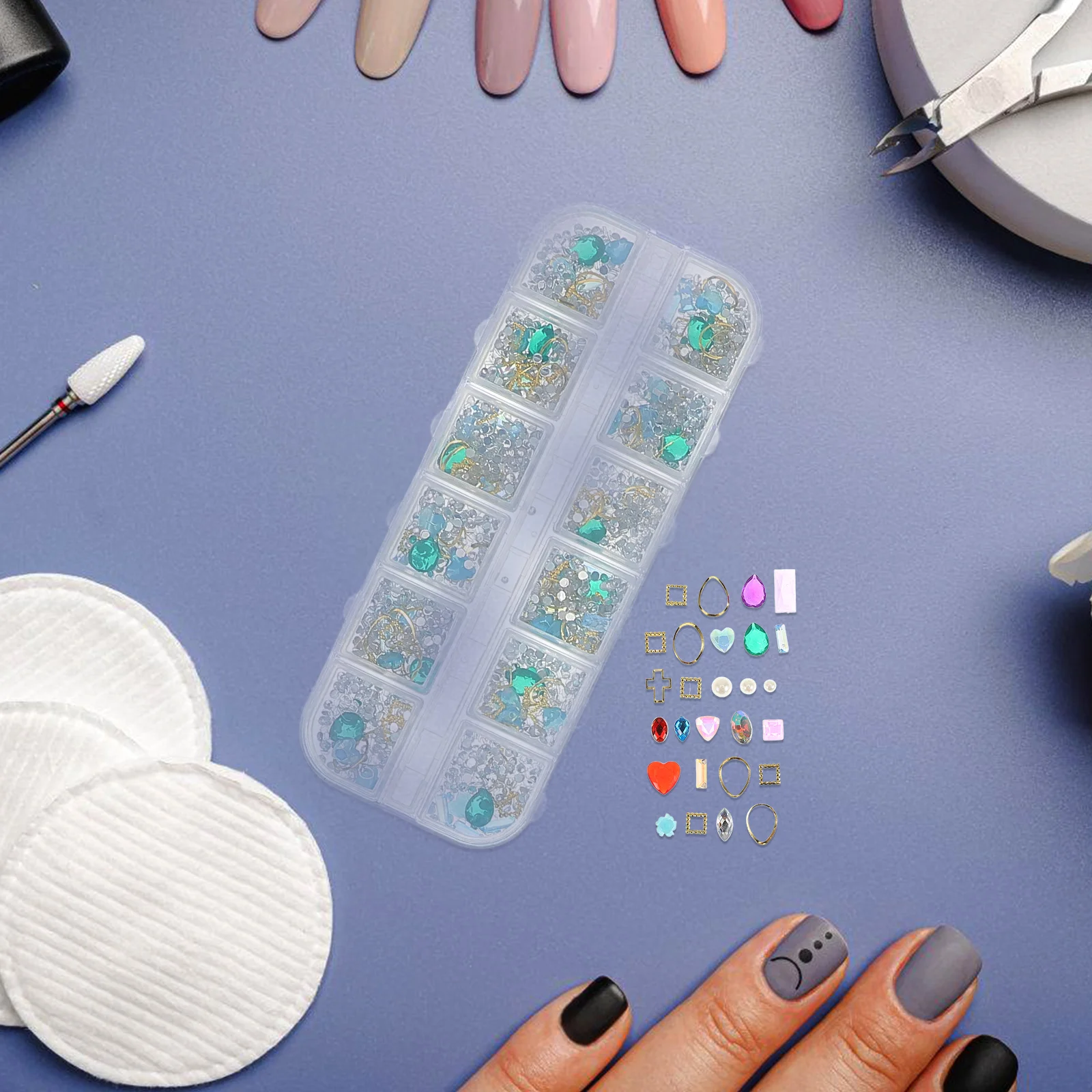 

6 Box Nail Rhinestone Glass Drill Sticking Sequins DIY Manicure Accessories Salon Home Use Natural False Nails Art Craft