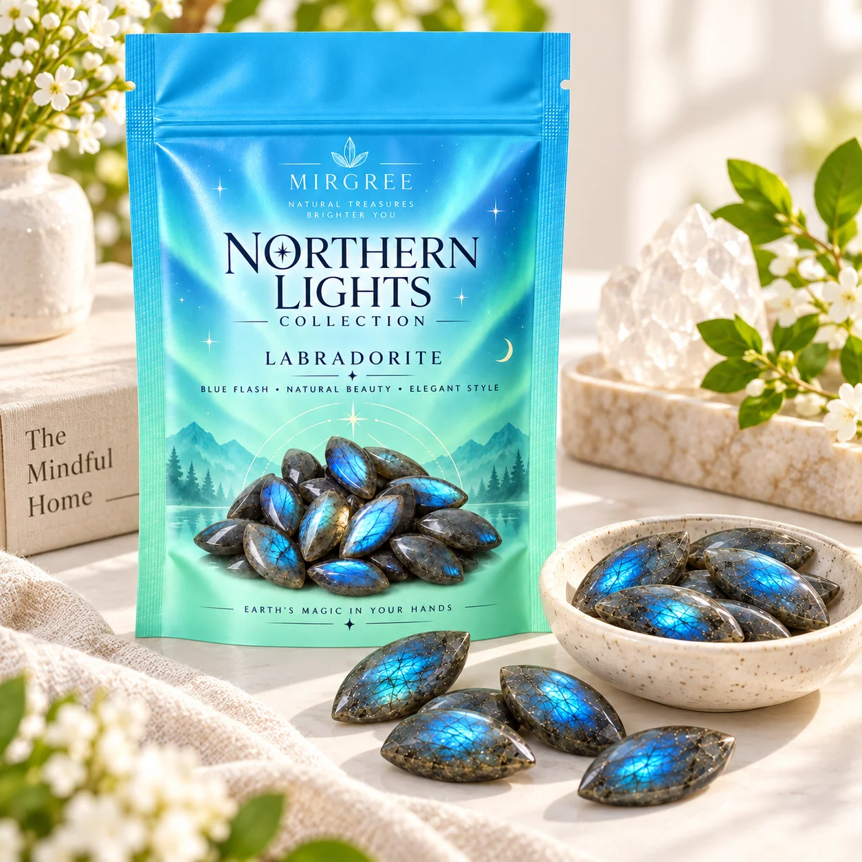 3/5/8PCS Natural Labradorite Stones, Blue Flash Polished Marquise Gemstone Pieces, Crystal Collection Gift