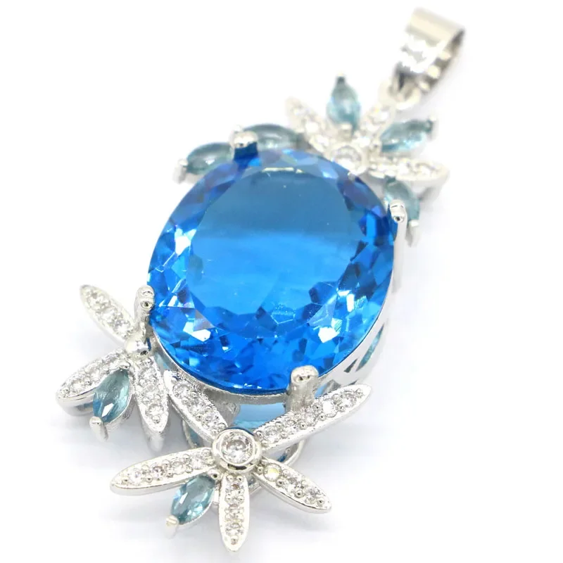 ซื้อ 4 แถม 1 ฟรี 11g จริงที่กําหนดเอง 925 เงินสเตอร์ลิงจี้ Rich Blue สีม่วง Tanzanite Aquamarine London Blue Topaz