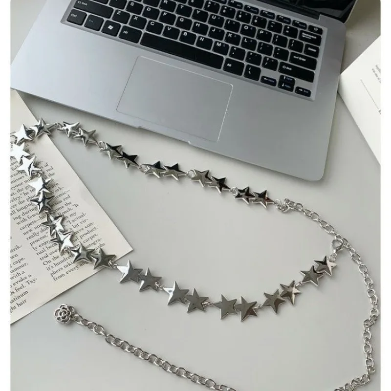 Damen-Taillengürtel, Stern-Design, modisch, süß und trendig, schlankmachende Taillenkette, vielseitige Punk-Dekoration, Kleidergürtel für Damen – Detail 5