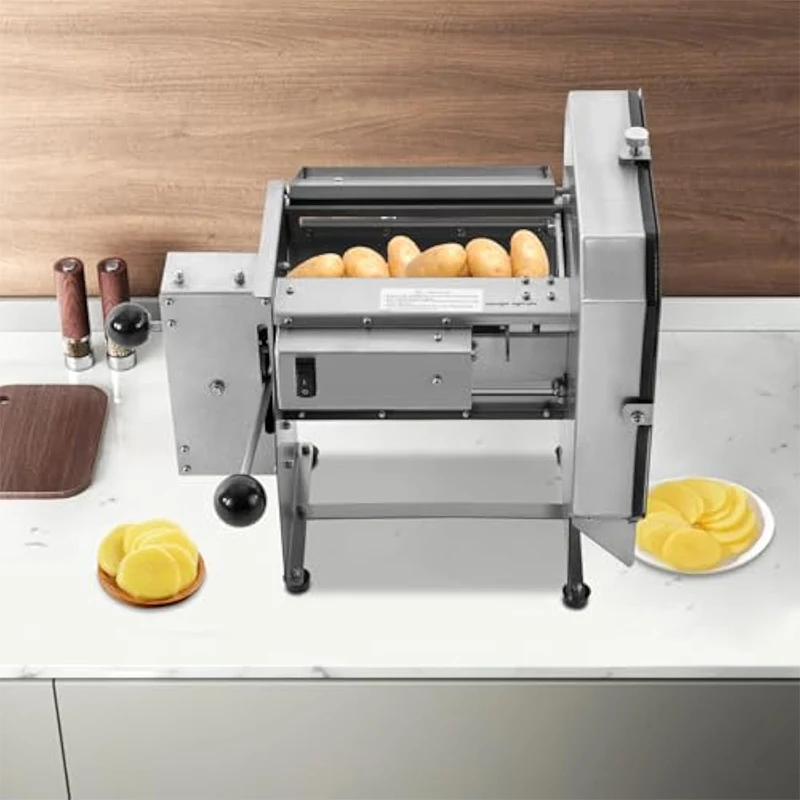Electric Food Slicer Stainless Steel Blade 1100W Automatic Manual Commercial Vegetable Fruit Slicing Machine