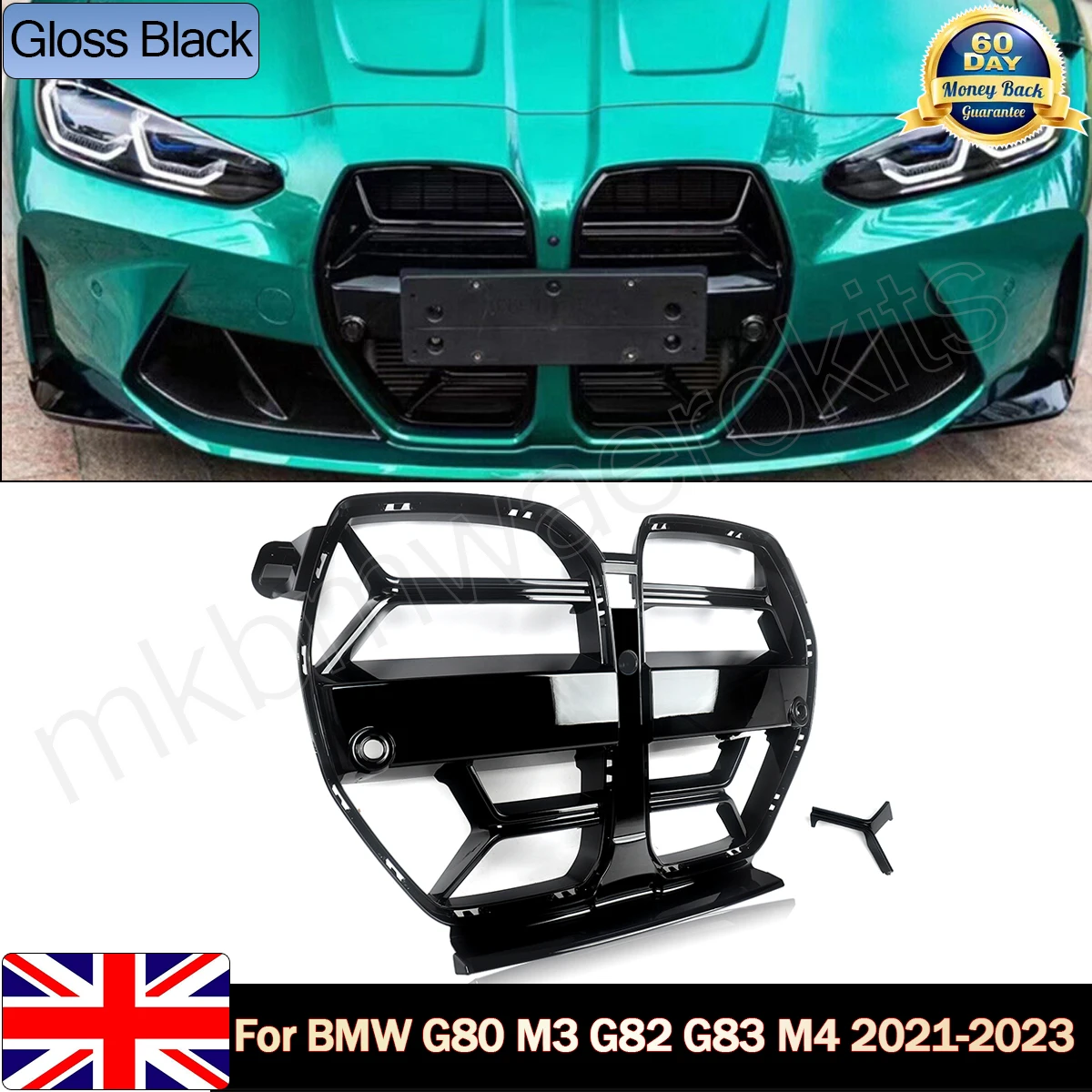 SAIQINGSP BMW G80 /G82 Front Grille Glossy Black For 2020+ BMW M3 G80 Saloon & M4 G82 Coupe, G83 Convertible models