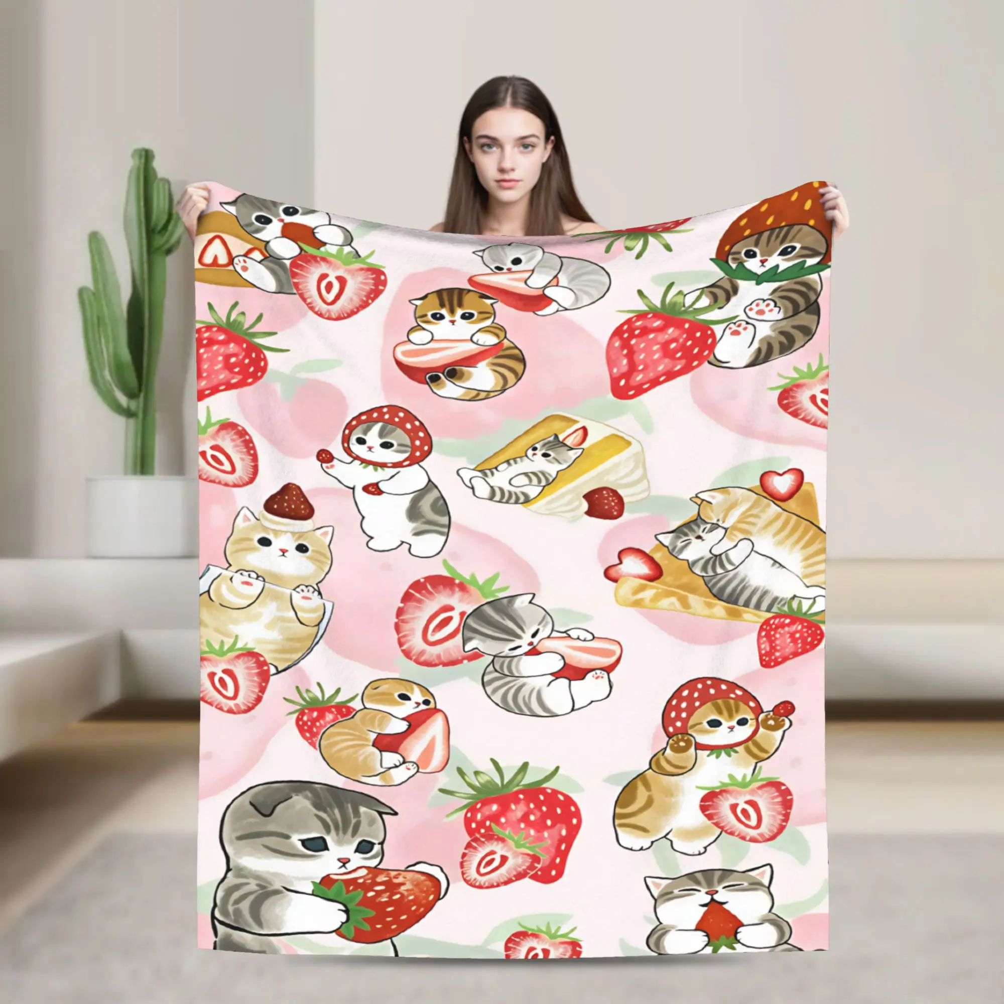 Mofusand Japanese Shark Cat  Blankets Quality Warm Cozy  Throw Blanket Autumn Picnic Chair Sofa Bed Graphic Bedspread