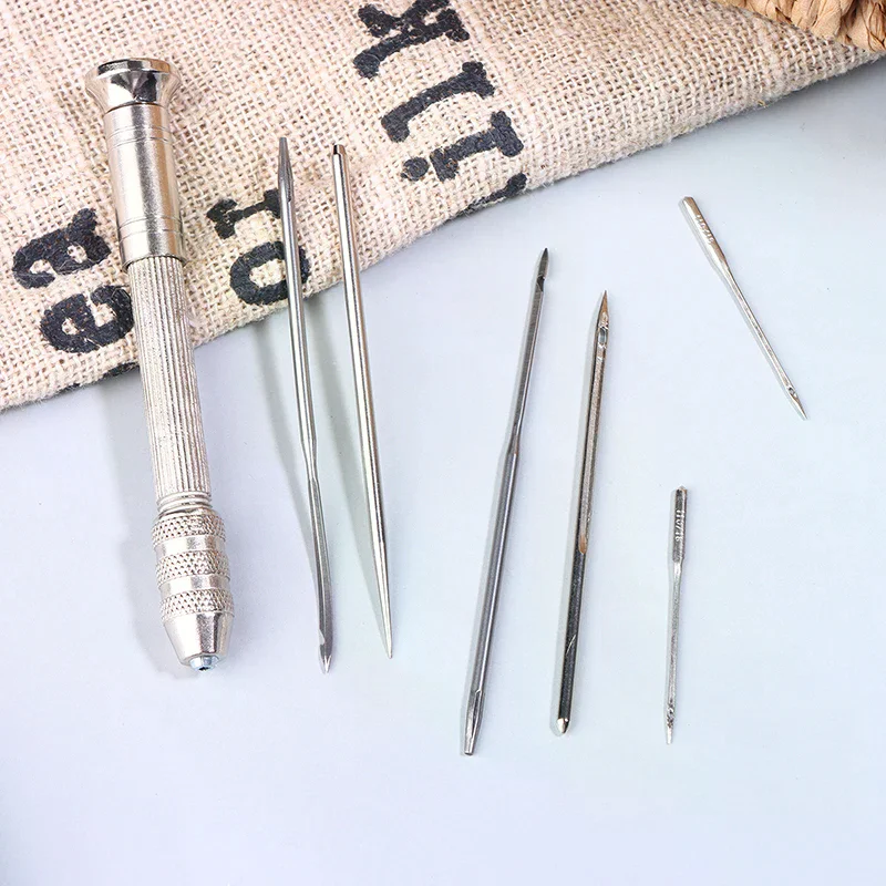 For Shoes Stitching DIY Leathercraft Leather Sewing Awl Repair Kit Replaceable Punch Stitching Needles With Awl Handle