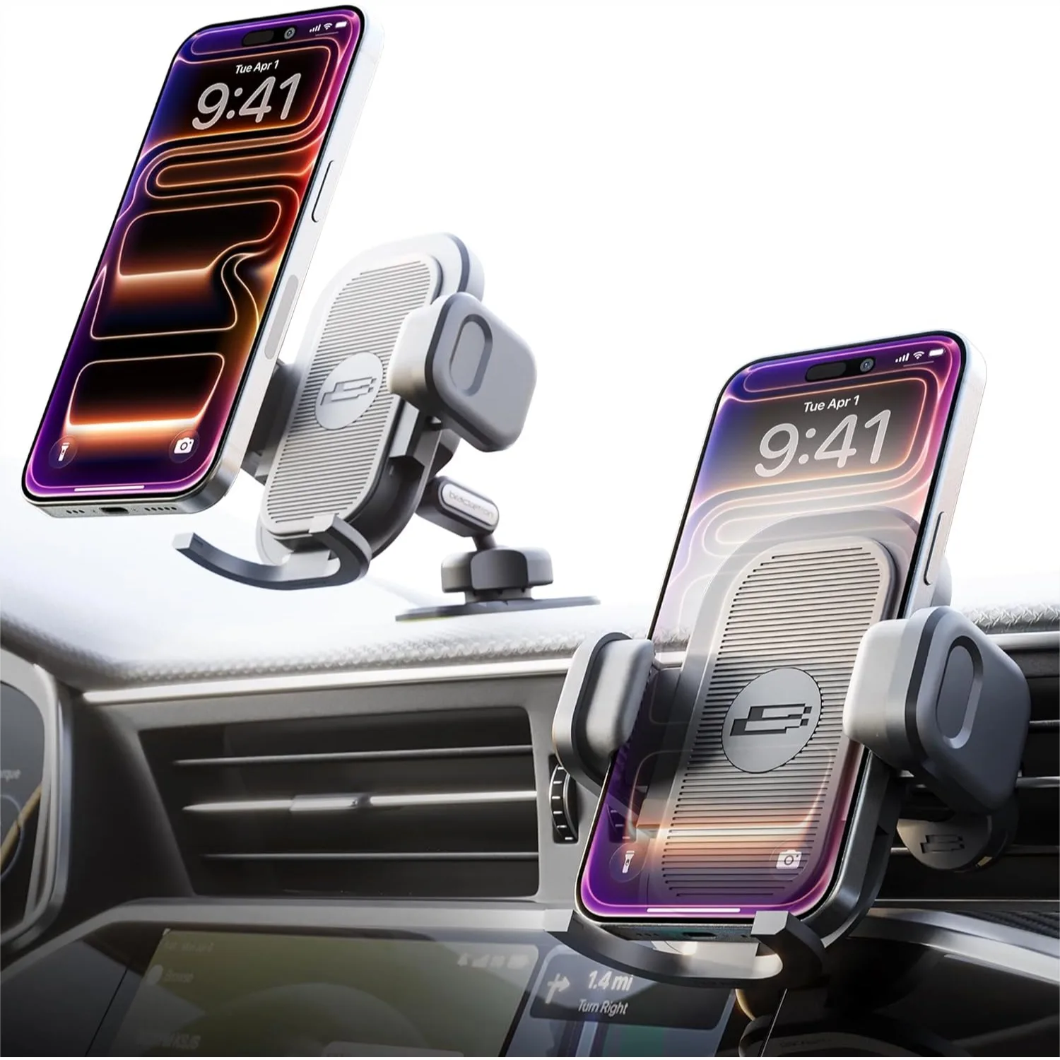 

Car Phone Holder Mount with One-Button Expansion for Vent & Dash, Universal Smartphone Car Mount, 360° Rotating Dashboard Phone