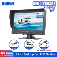 BINWEI 7 Inch AHD Car Monitor Screen with Sun Visor Digital 2 Way Video Input Rearview Image 12-24V TFT LCD Parking System