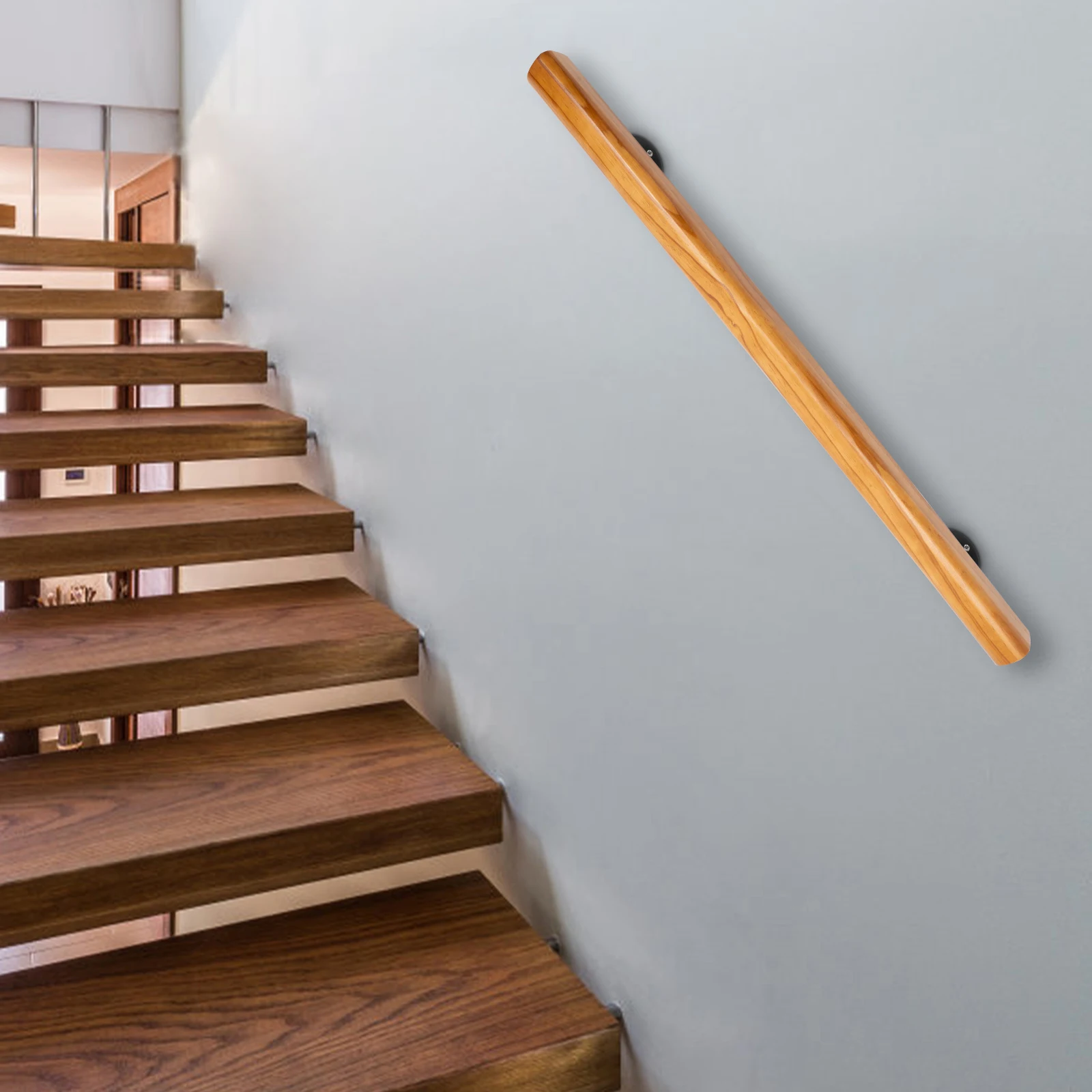 Solid Wood Handrails, 2.36in Thick, Anti-Slip Design, Strong and Stable (220 lbs Load Capacity), Easy to Install, Safe for