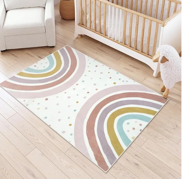 Watercolor Rainbow Nursery Rug - Kids Outdoor Play Area recension och pris