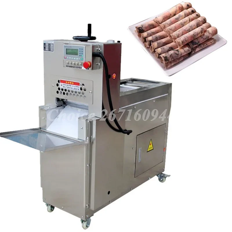 Automatische elektrische Fleischs ch neider Edelstahl Hammel brötchen Cutter Lamm Rindfleisch cnc doppelt geschnittene Lamm rolle Maschine