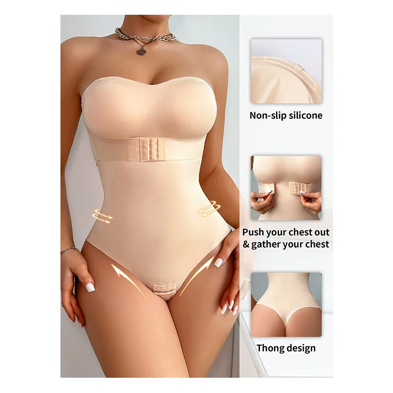 

Strapless Shortie BodysuitTummy Control Sculpt Corset Wasit Trainer Women Thong Girdle Reductive Belly Women's Sculpting Sheath