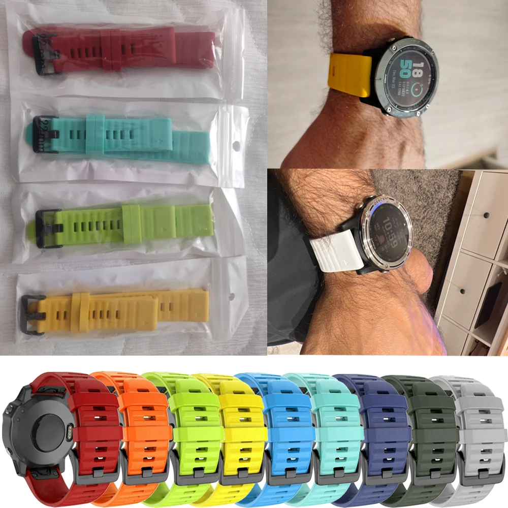 20 22 26mm Silicone Watchband Strap For Garmin Fenix 7X 7 7S Pro 5 5X 5S Plus 6X 6 6S Epix Smartwatch Wristband Easyfit Bracelet