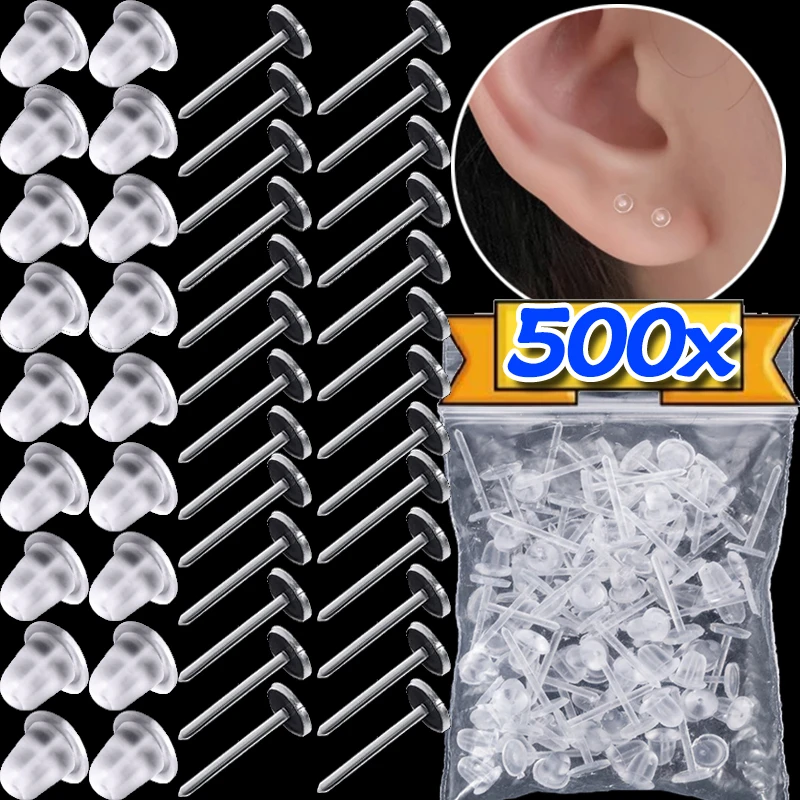 البلاستيك قرط الاذن المرصع المضادة للحساسية حامي الأذن من ثقب الأذن انسداد الأذن ترصيع ثقب واضح غير مرئية أقراط أجزاء المجوهرات #1