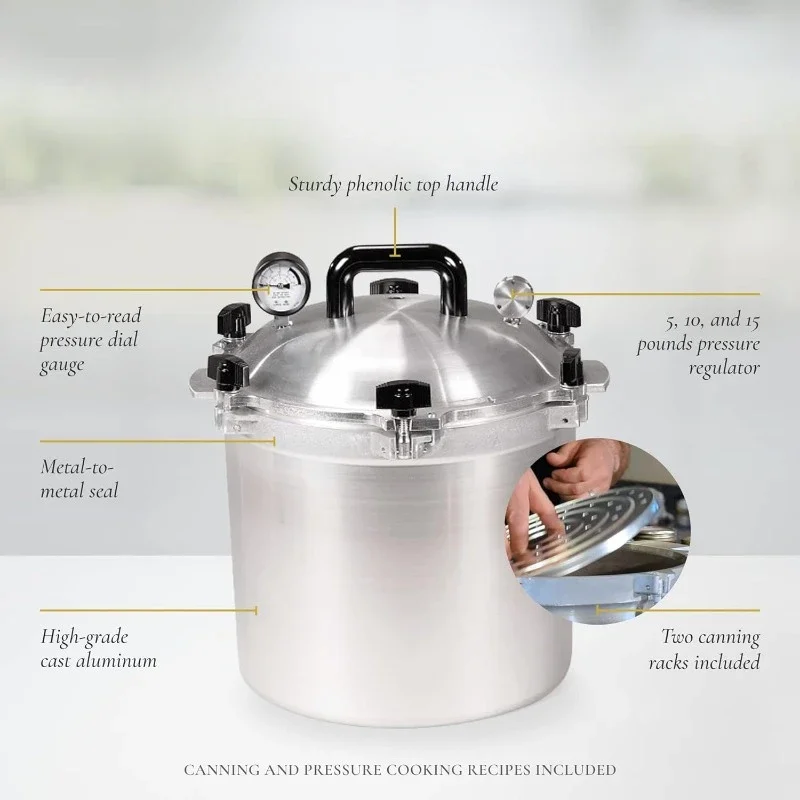 21.5qt Pressure Cooker/Canner - Exclusive Metal-to-Metal Sealing System - Easy to Open & Close