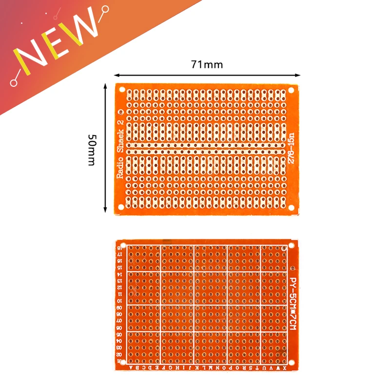 5Pcs 5*7 PCB Universal Board 5x7 cm 2.54mm PF Single Side Prototype Paper Circuit Board 2-3 Connecting Hole Experiment