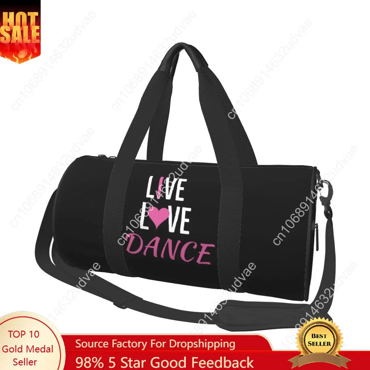 Live Love Dance Sport Bags Sport Kawaii with Shoes Gym Bag Weekend Couple Pattern Handbag Travel Training Vintage Fitness Bag