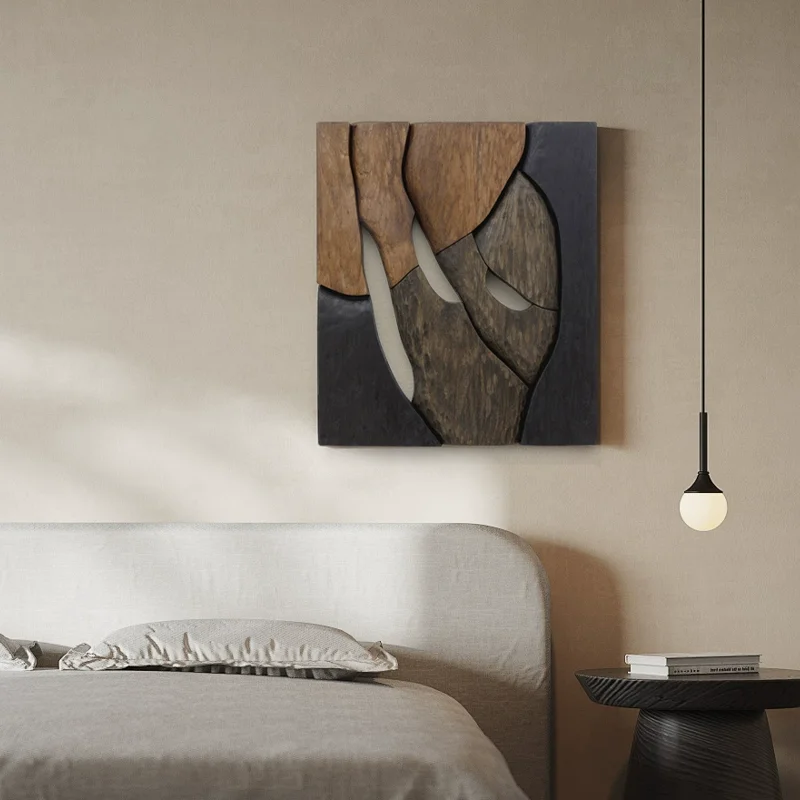 ！@Custom Wood Sculpture Hollow 3D Carved Wall Art  Wooden Wall Decor Abstract Textured Wood Panel