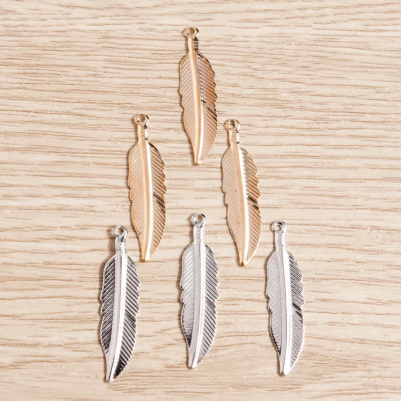 Tusember 100 قطعة 7*28 مللي متر صفائح حديد صغيرة ريشة دلايات لقلادة القرط مجوهرات ليف المعلقات Craft بها بنفسك الحرف اليدوية #4