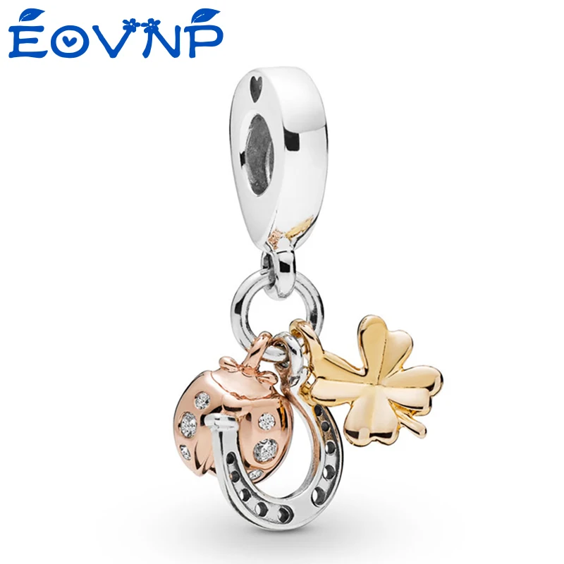 2Pcs/Lot Horseshoe & Ladybug Charms Pendant Fits Original Brand Bracelets Necklaces for Women Jewelry Making Accessories