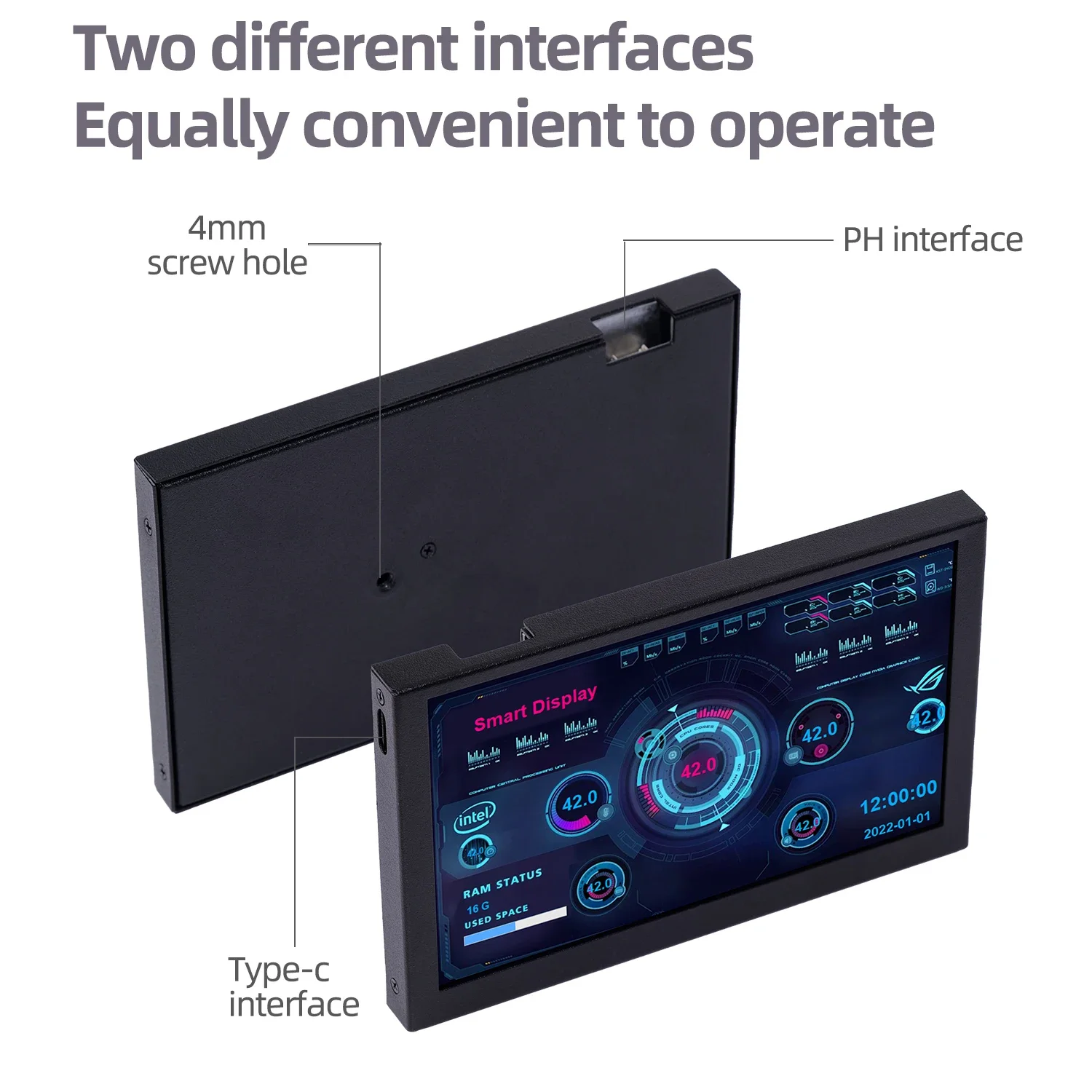 5 Cal ekranu IPS typu C Monitor LCD do komputera wyświetlania dynamicznego wyświetlacza USB ekran obsługujący pionowego swobodnie AIDA64