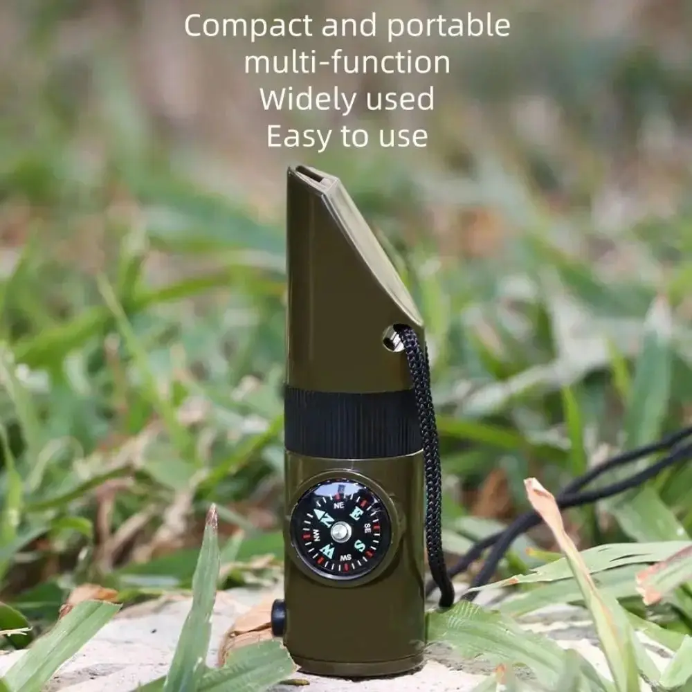 7-in-1 Emergency Survival Whistle Compass High Decibel Outdoor Survival Whistle Multifunction Portable 7-in-1 Emergency Whistle