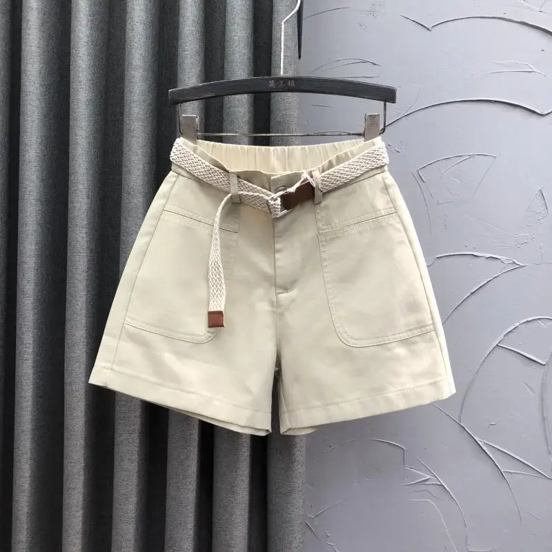 

High Waist Five-point Casual Shorts Women's Summer Latest Fashion Baggy Thin A-shaped Wide-leg Denim Fabric Short Pants Trousers