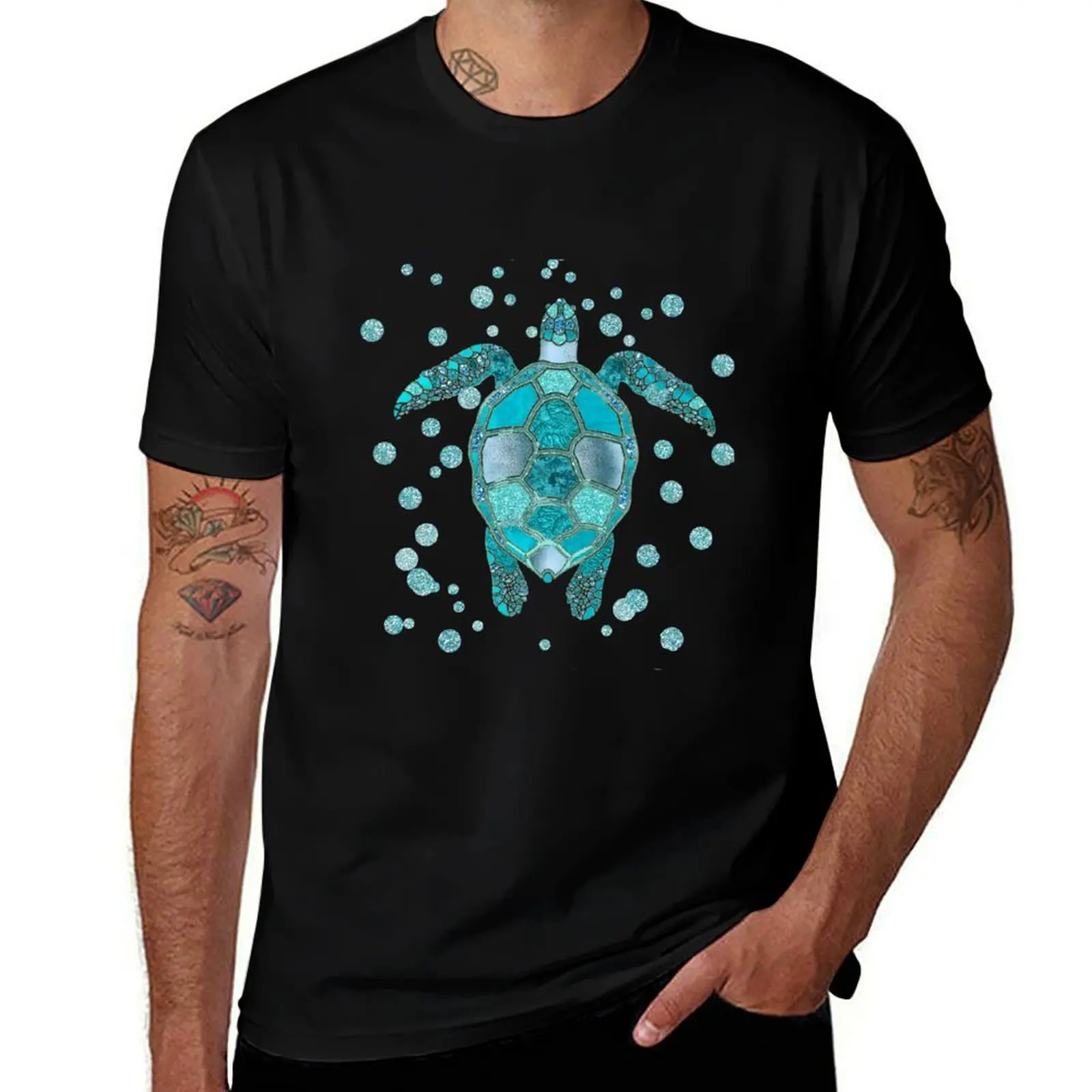 

Glamour Aqua Turquoise Turtle Underwater Scenery T-Shirt graphics vintage graphic tee tshirts personalised Men's clothing