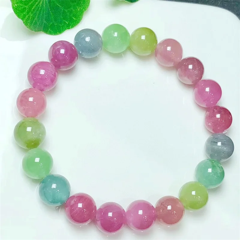 Natural Tourmaline Bracelet Crystal Reiki Gemstone Fashion Jewelry Fengshui Women Healing Gift 1pcs 9mm