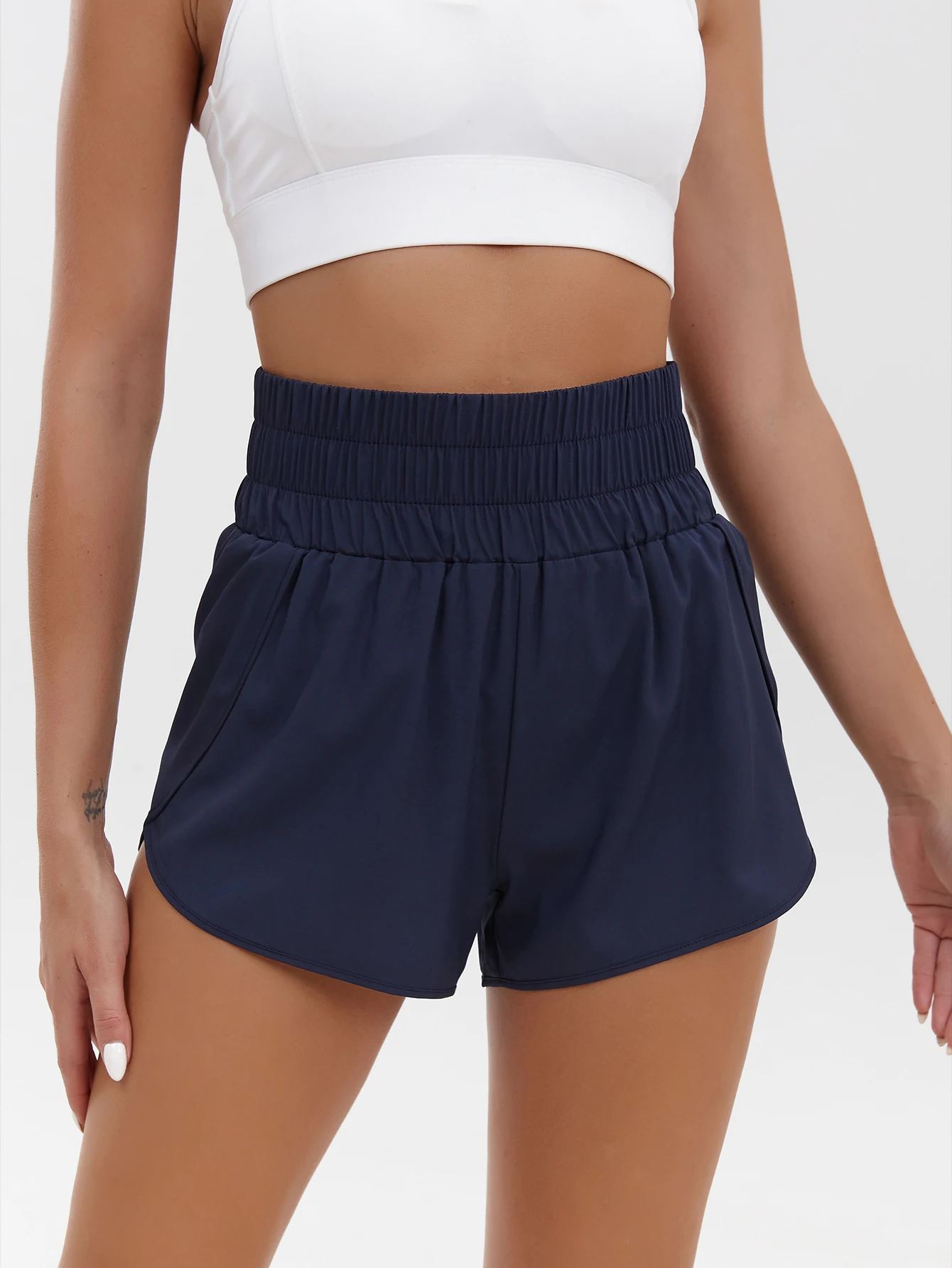 2025 Neue Europäische und Amerikanische Damen-Shorts mit Hoher Taille, Elastisch, Locker, Schnelltrocknend, Sport-Freizeitshorts, Atmungsaktive Hosen – Detail 32