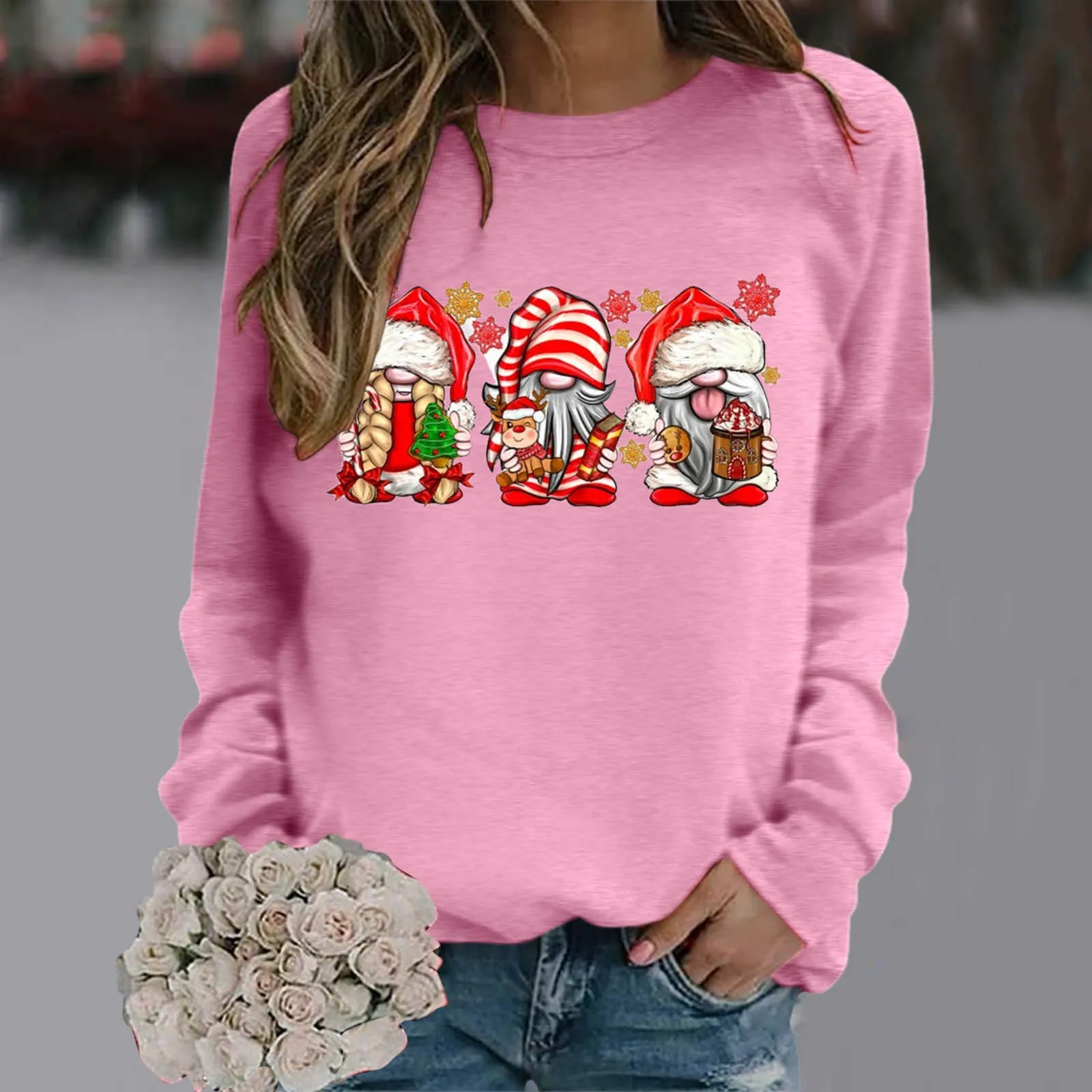 

Ladies Small Zip up Jacket Womens Merry Christmas Print O Neck Sweatshirt Round Neck Fit Winter Tops for Women Long Sleeve