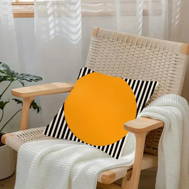 Short Plush Bauhaus Sun Pillowcase 18x18 Inch Double Sided Printed Zipper Cushion Cover Minimalist Nordic Decor