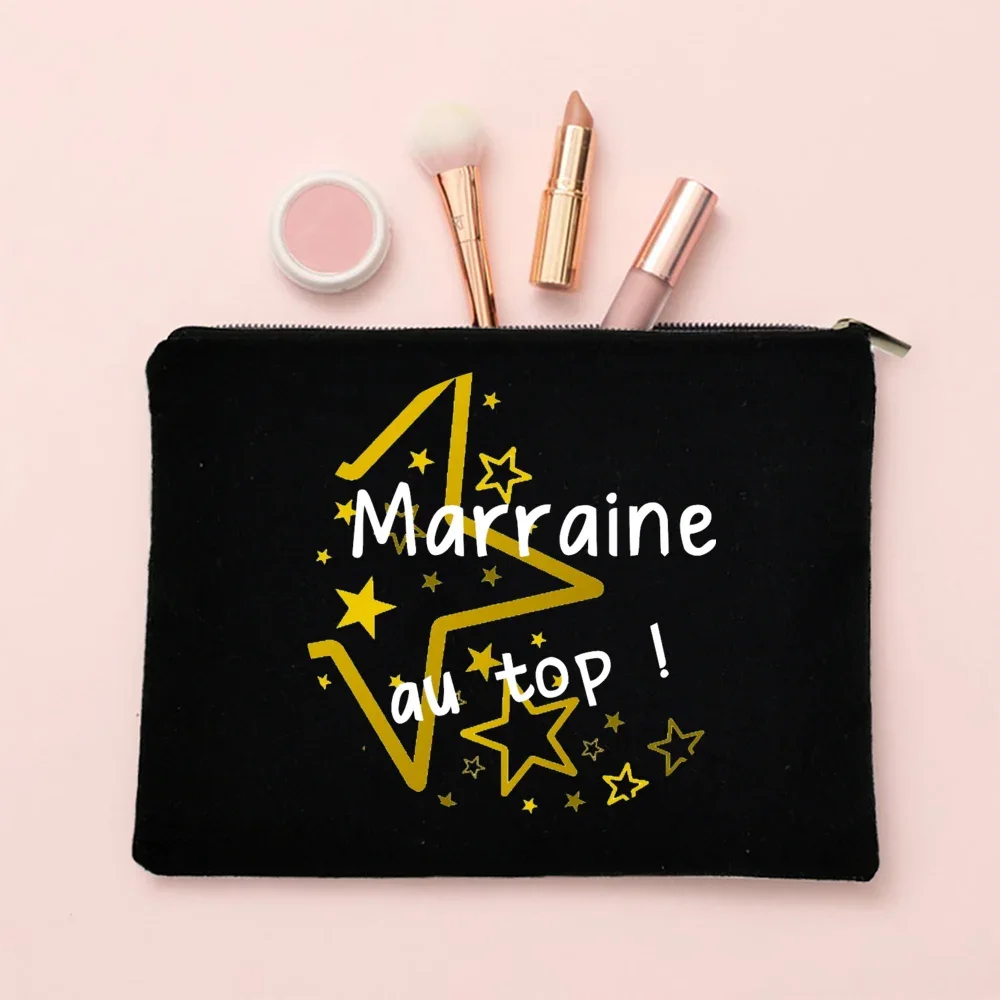 Best Godmother in The World tas Makeup cetakan kotak kosmetik wanita hadiah kantung perlengkapan mandi bepergian Marraine